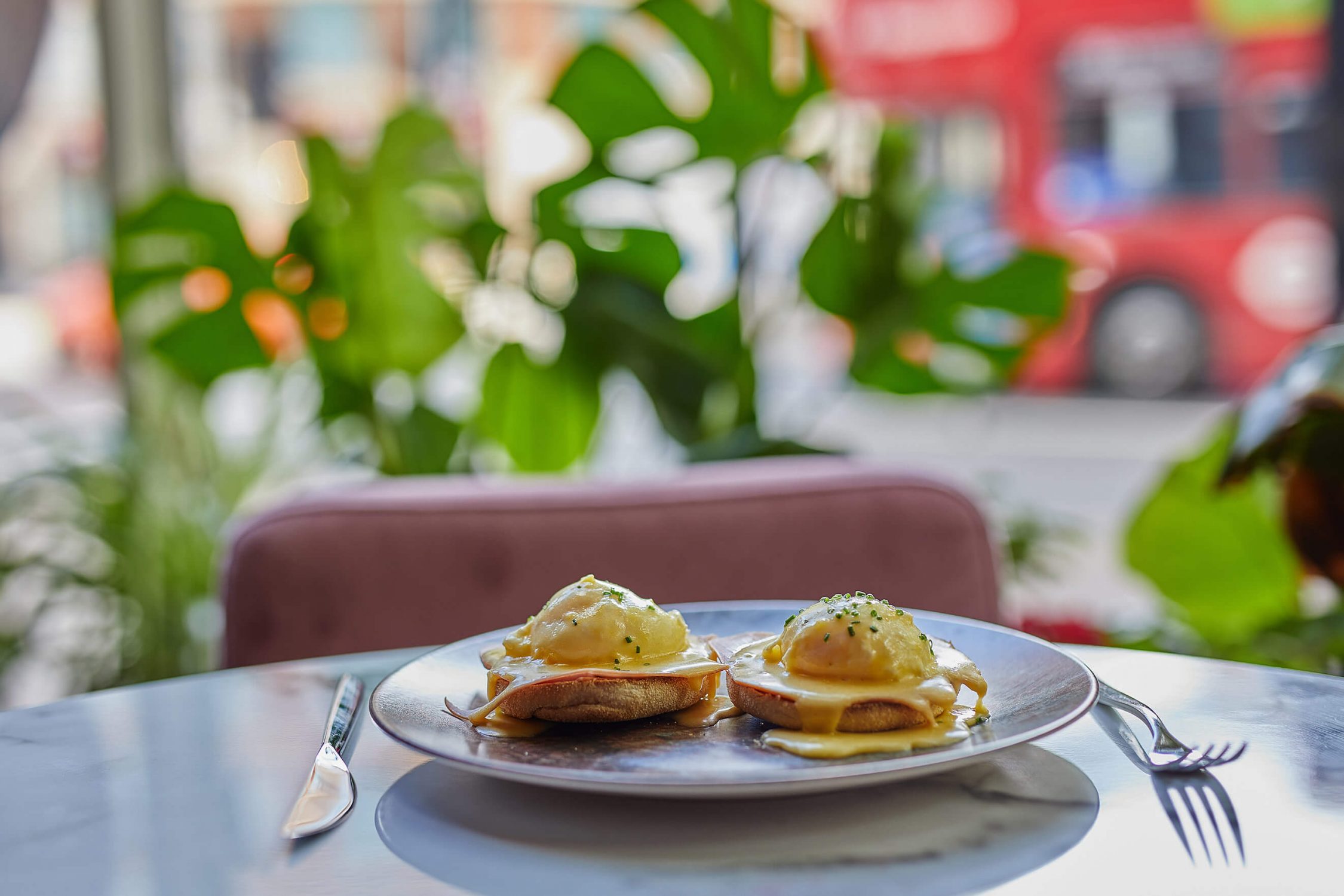 Eggs Benedict in London Restaurant